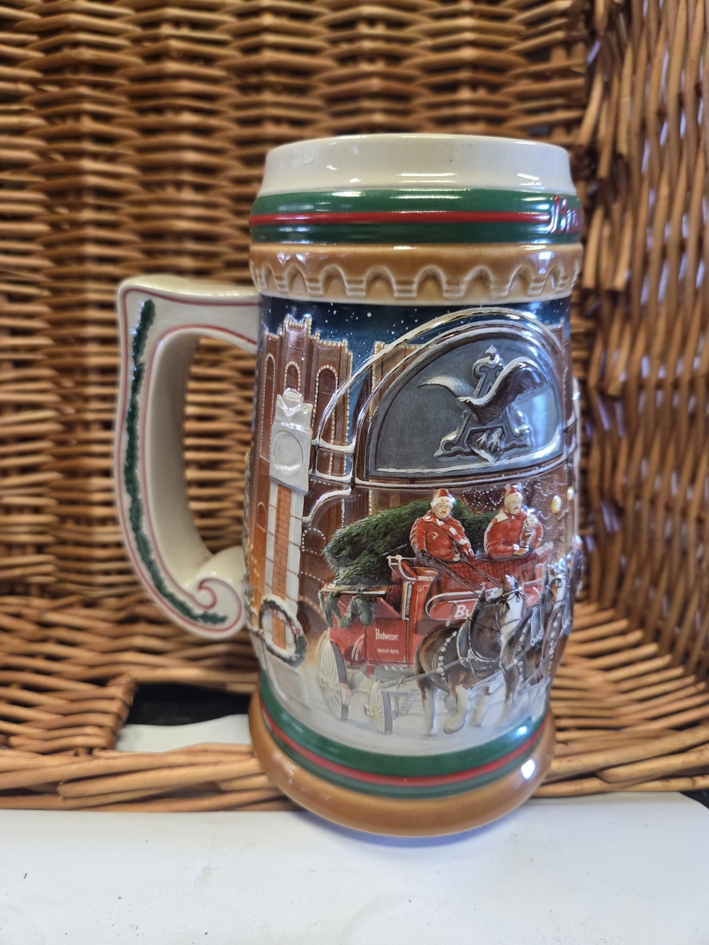 Vintage 1997 Ceramic BUDWEISER  Holiday Beer Stein  HOME FOR THE HOLYDAYS